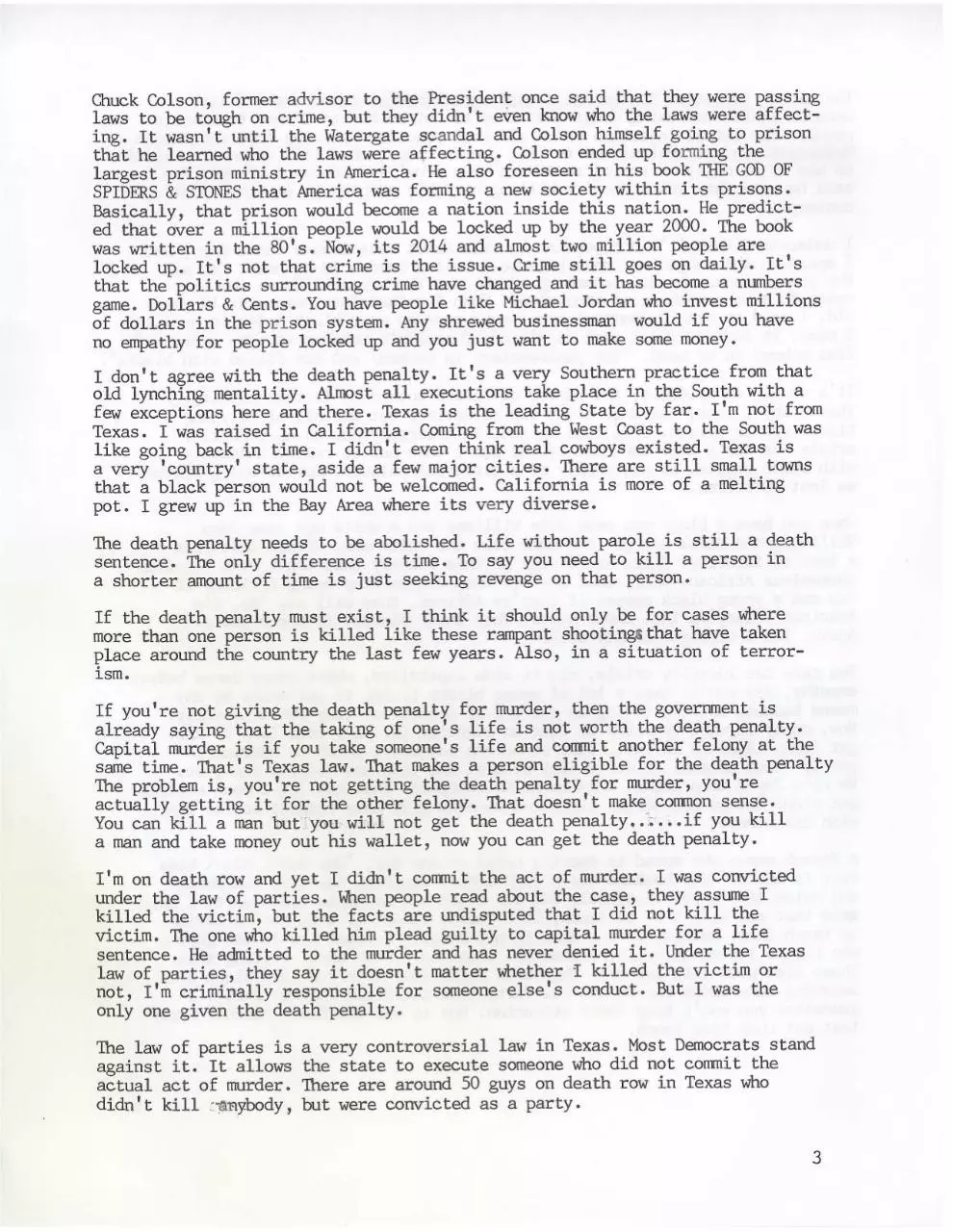 Page 3 of 7, letter from ray jasper