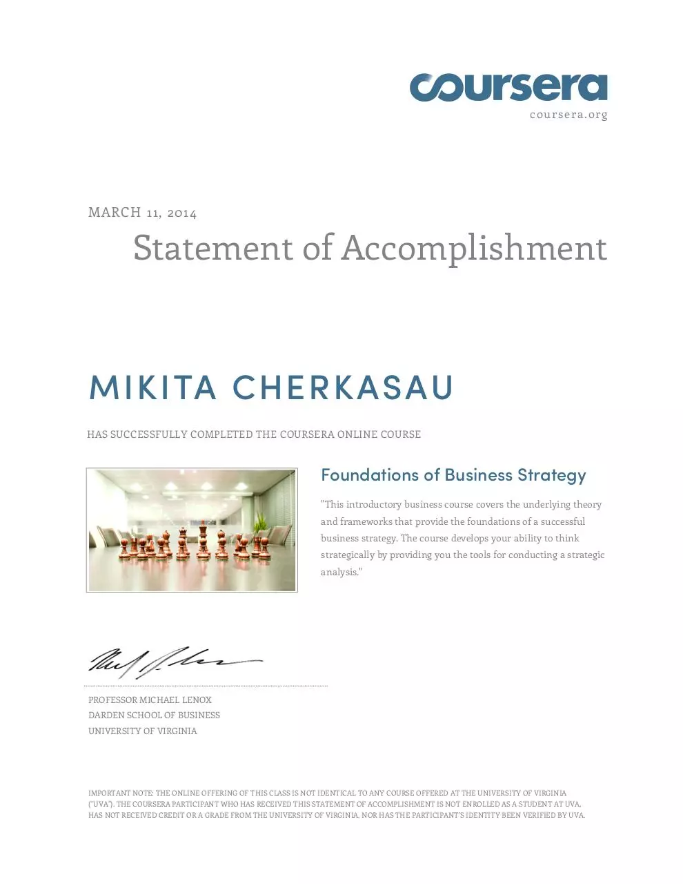 Page 1 of 1, Coursera strategy101 2014