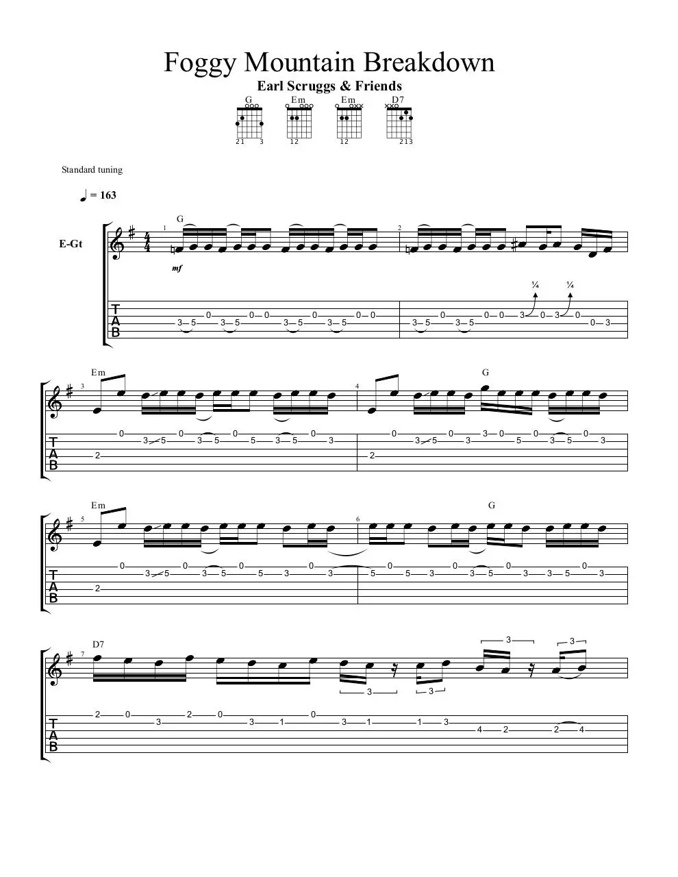 Page 1 of 3, Foggy Mountain Breakdown VG solo