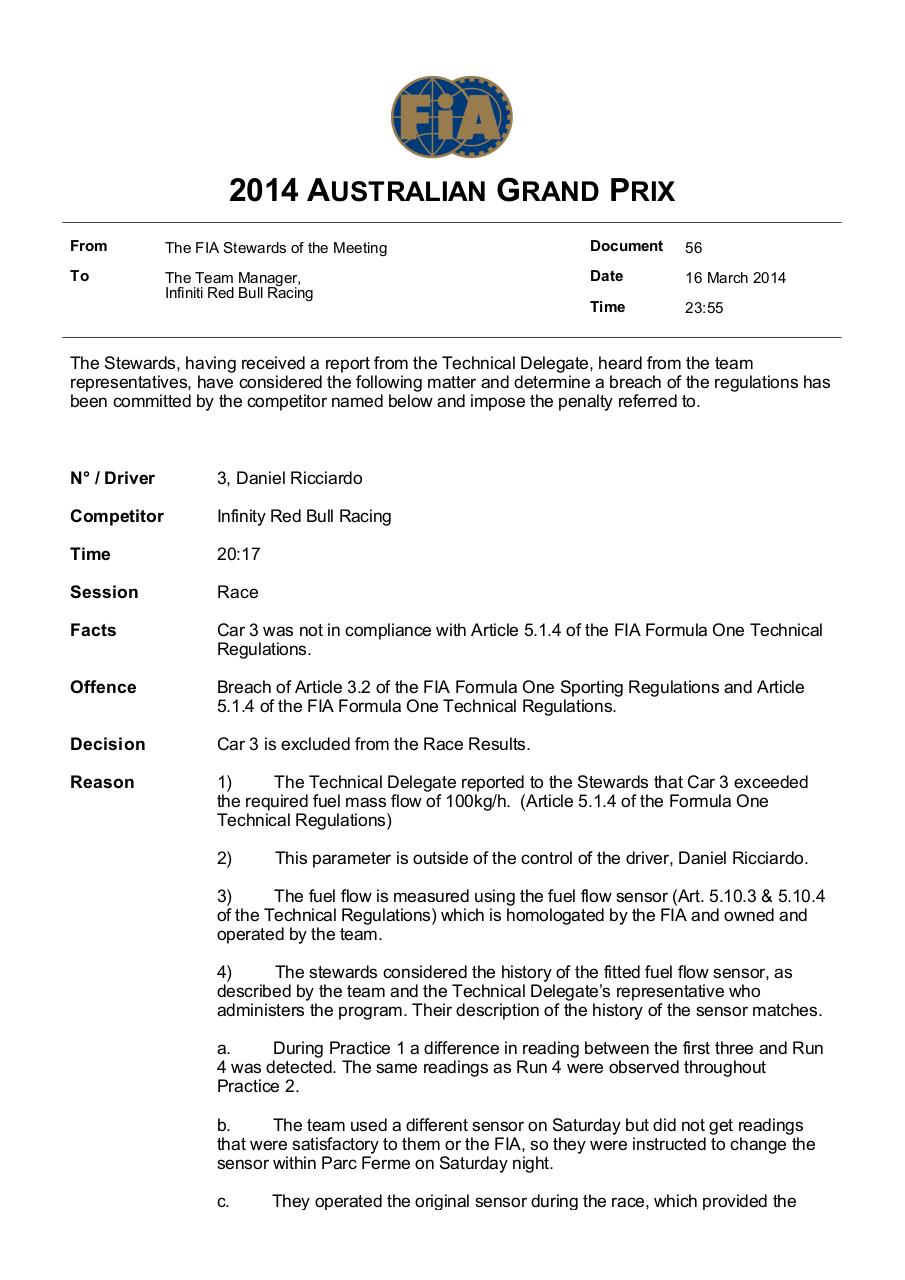 Document preview Formula One Australian Grand Prix 2014 Document - 56.pdf - page 1/3