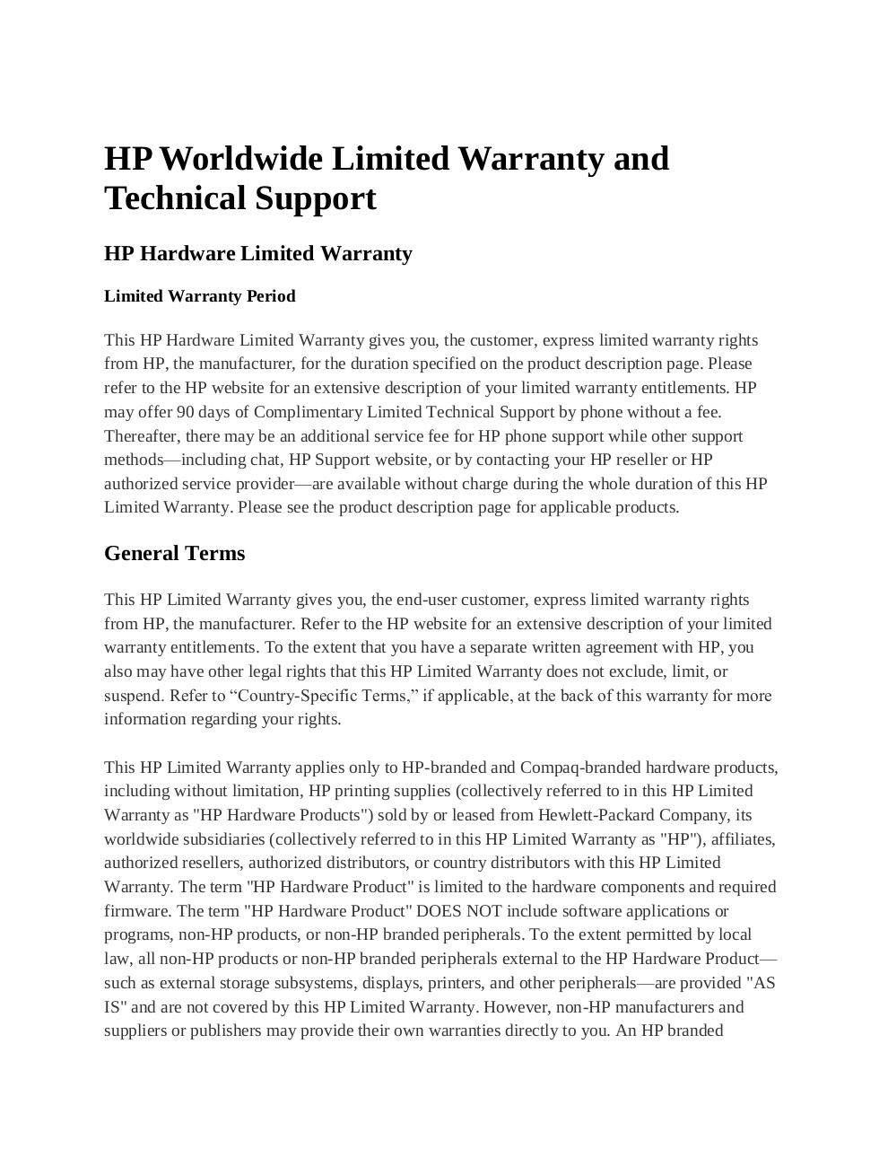 HP Limited Warranty .pdf - page 1/17