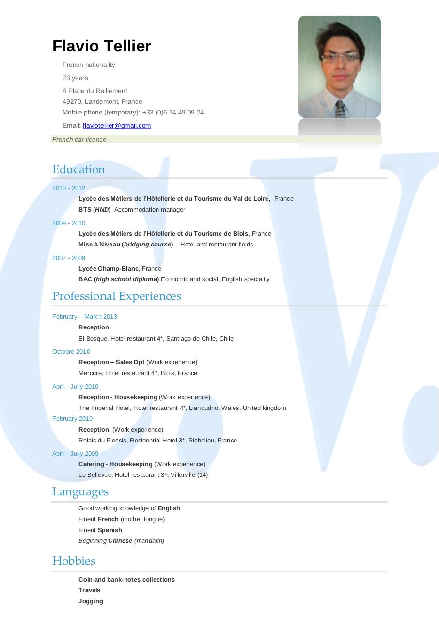 Document preview C.V. Flavio TELLIER.pdf - page 1/1
