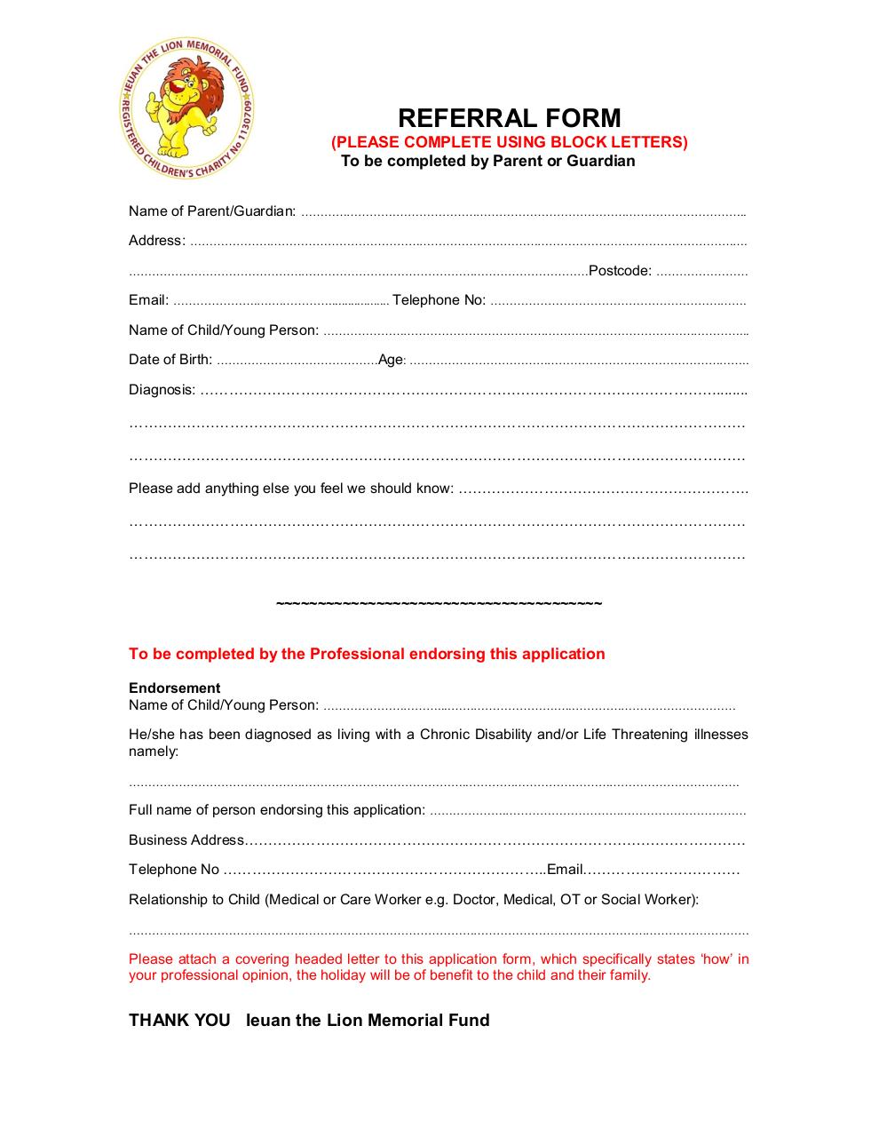 Document preview Referral Form.pdf - page 1/1