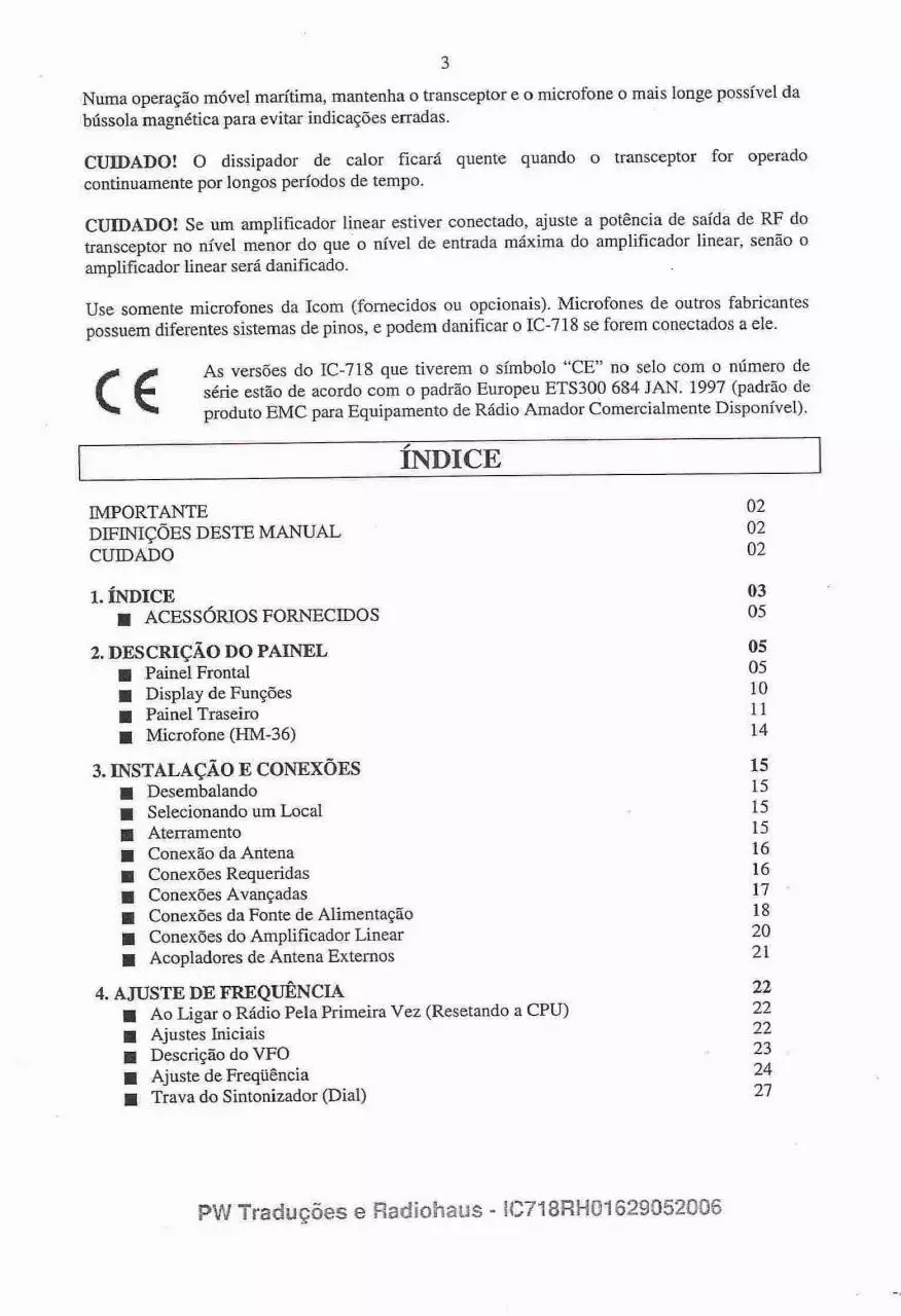 Page 3 of 76, ic 718manualportugus 100203060439 phpapp01