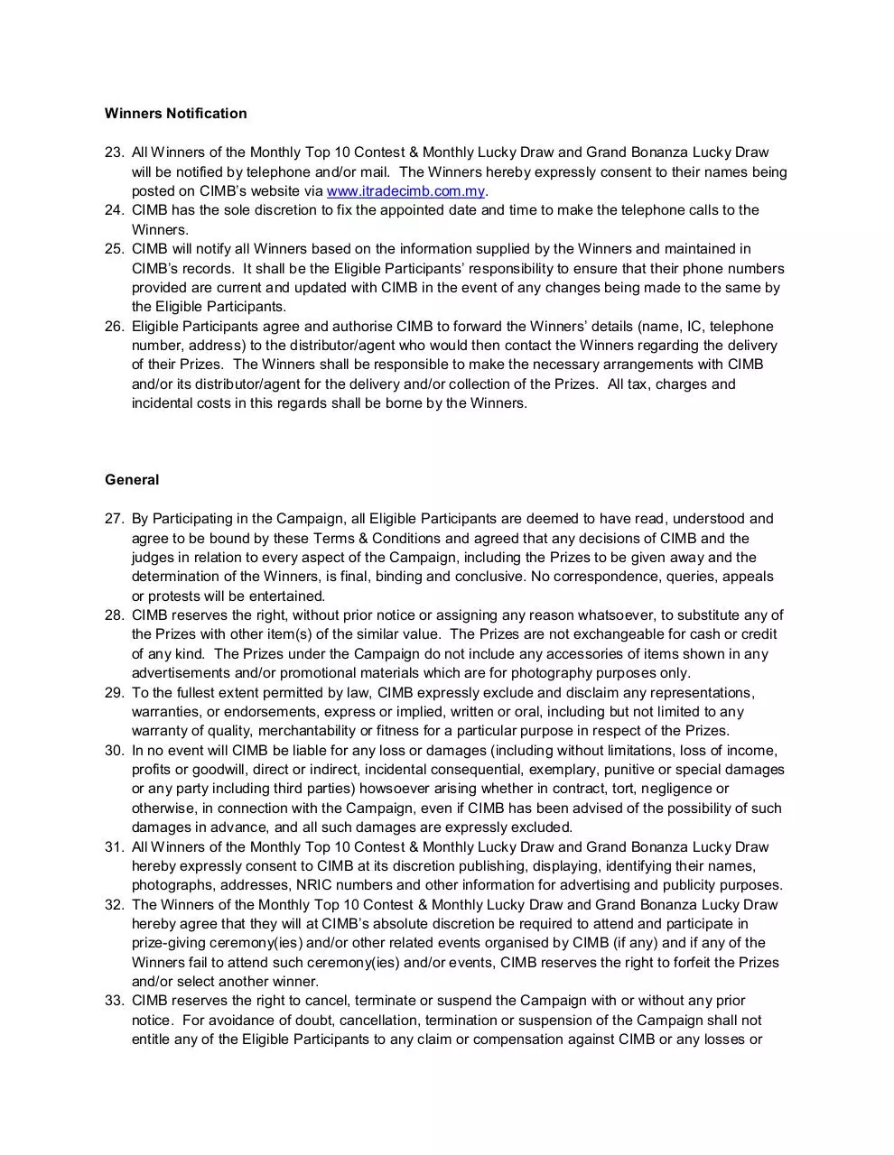 Page 5 of 6, Bonanza Campaign T&C Final, 29 Feb 2012