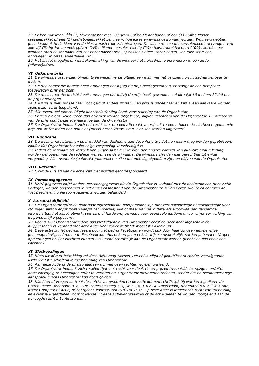 Document preview De Grote Koffie Competitie actievoorwaarden.pdf - page 2/2