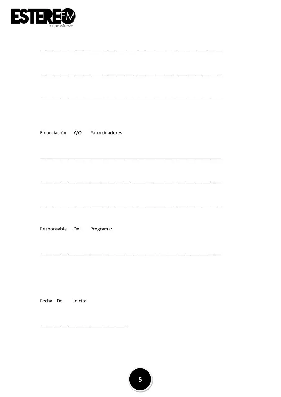 Page 5 of 5, Solicitud de Proyecto Estereo FM