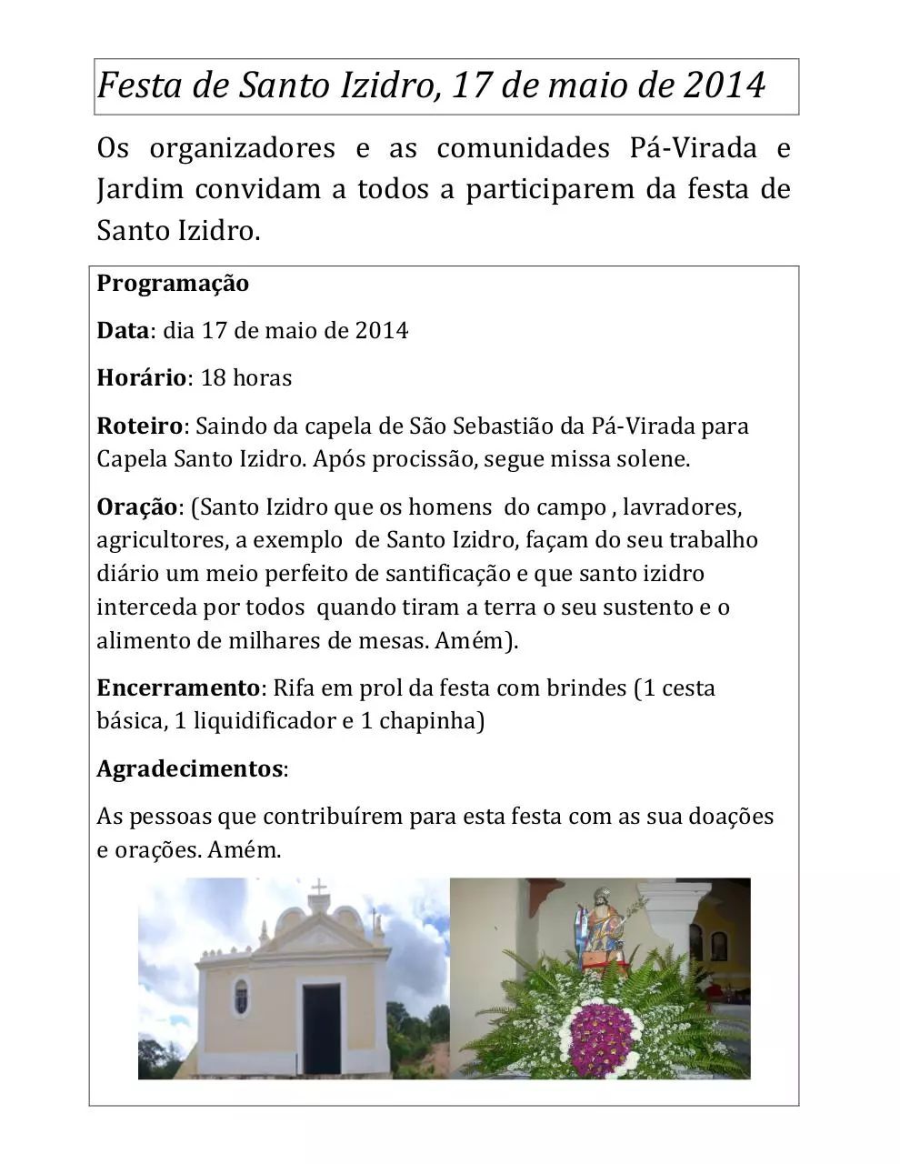 Page 1 of 1, Festa de Santo Izidro 2014