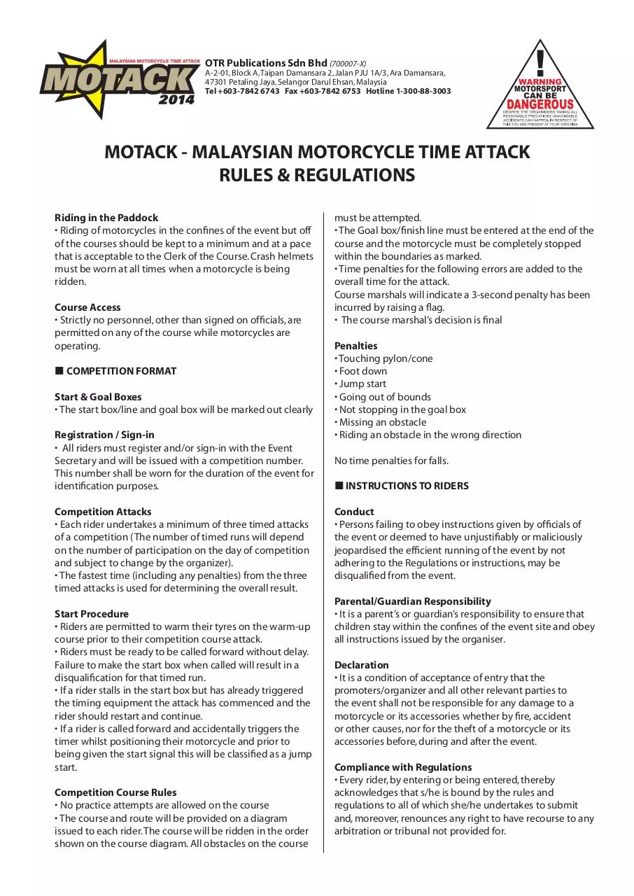 Page 4 of 4, Motack2014 Rider Participation Registration Form