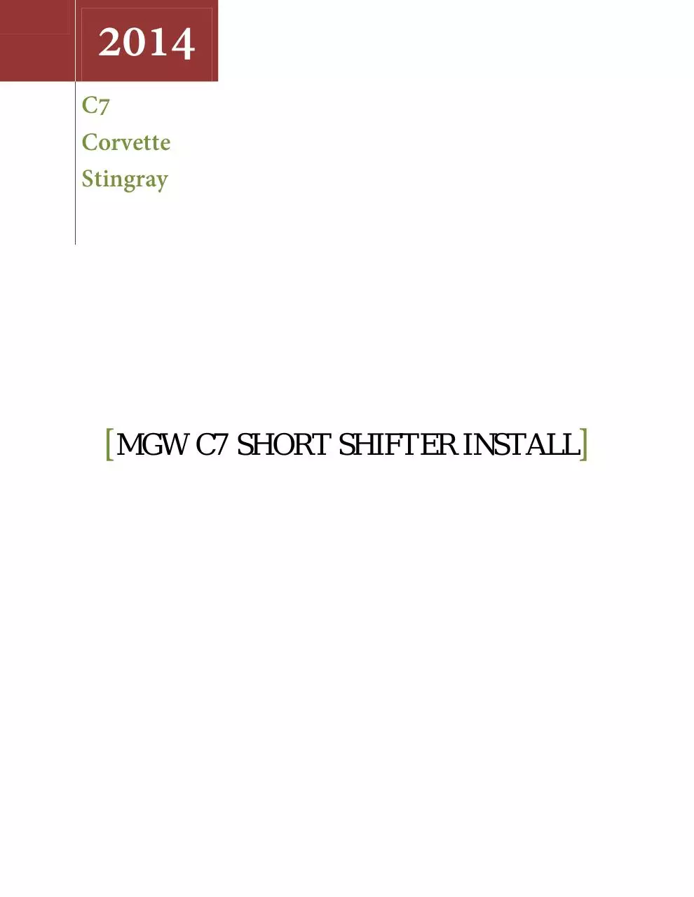 Page 1 of 25, MGW C7 Shifter Install