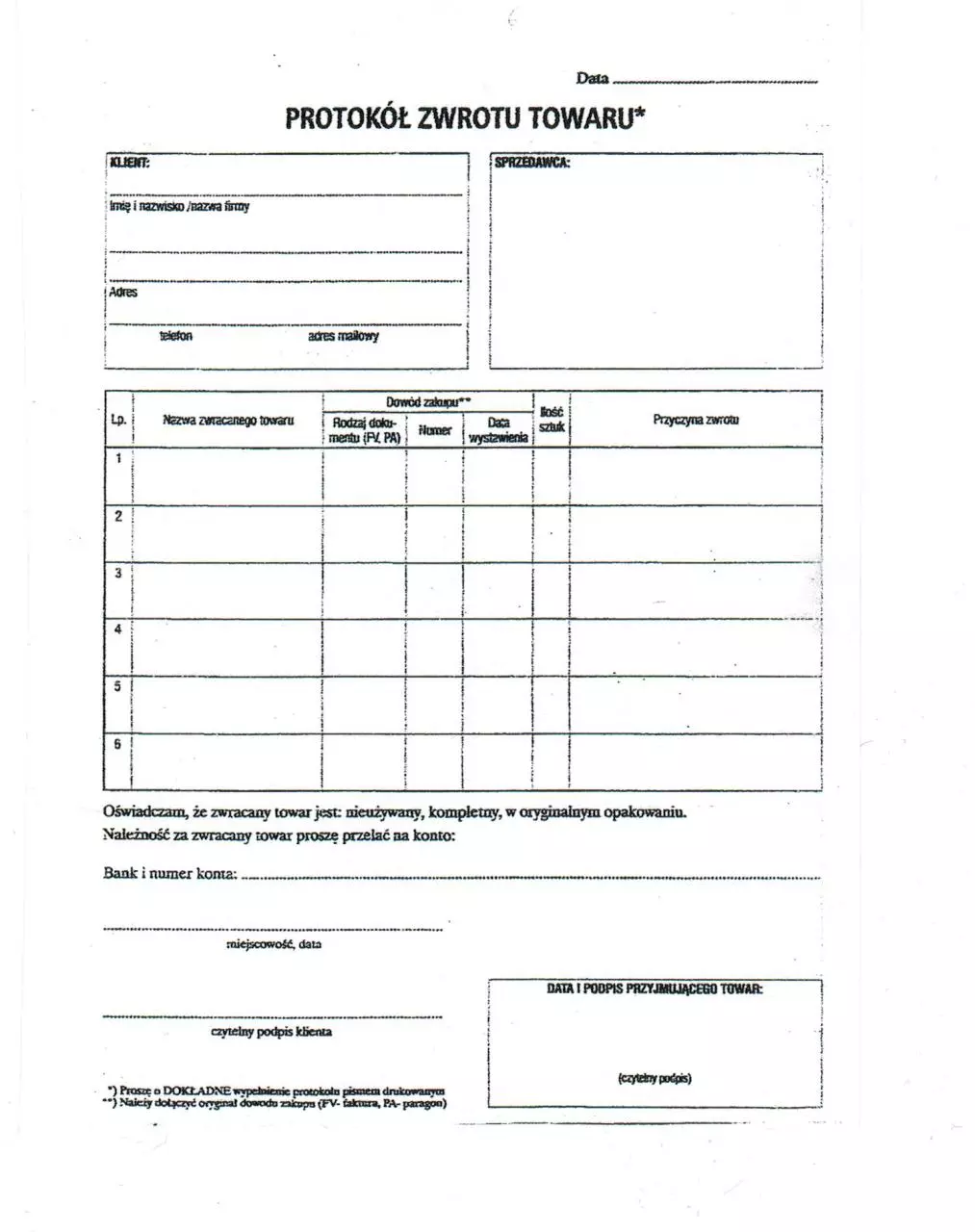 Page 1 of 1, protokóÅ‚ zwrotu