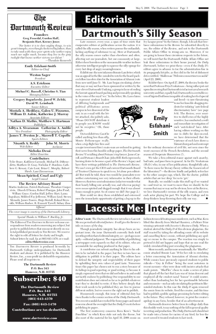 The Dartmouth Review 5.5.2008 Volume 28, Issue 11.pdf - page 3/16