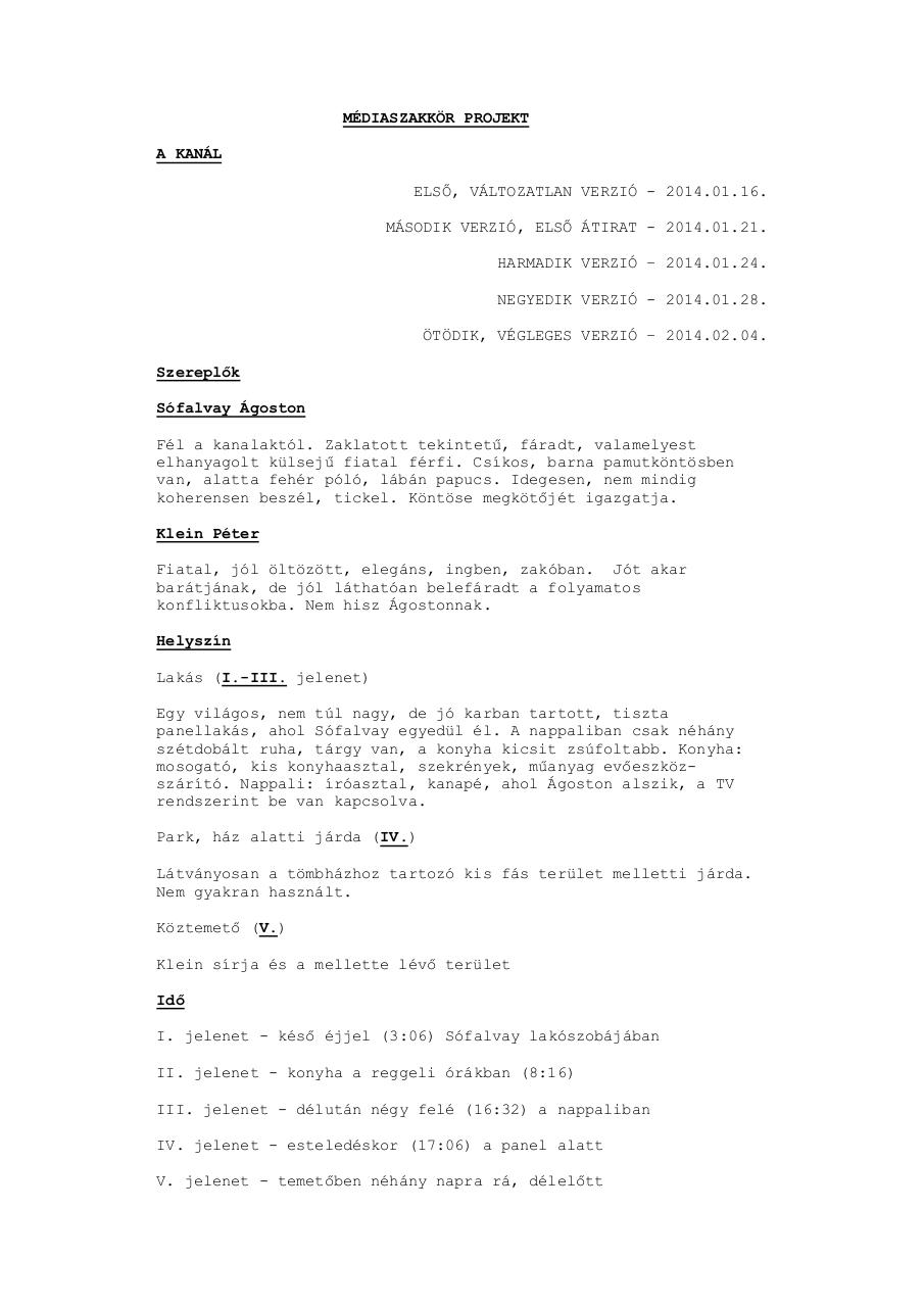 Document preview ElsÅ‘ vÃ©gleges forgatÃ³kÃ¶nyv (Ã©s 1. forgatÃ¡s, 02. 07).pdf - page 1/4