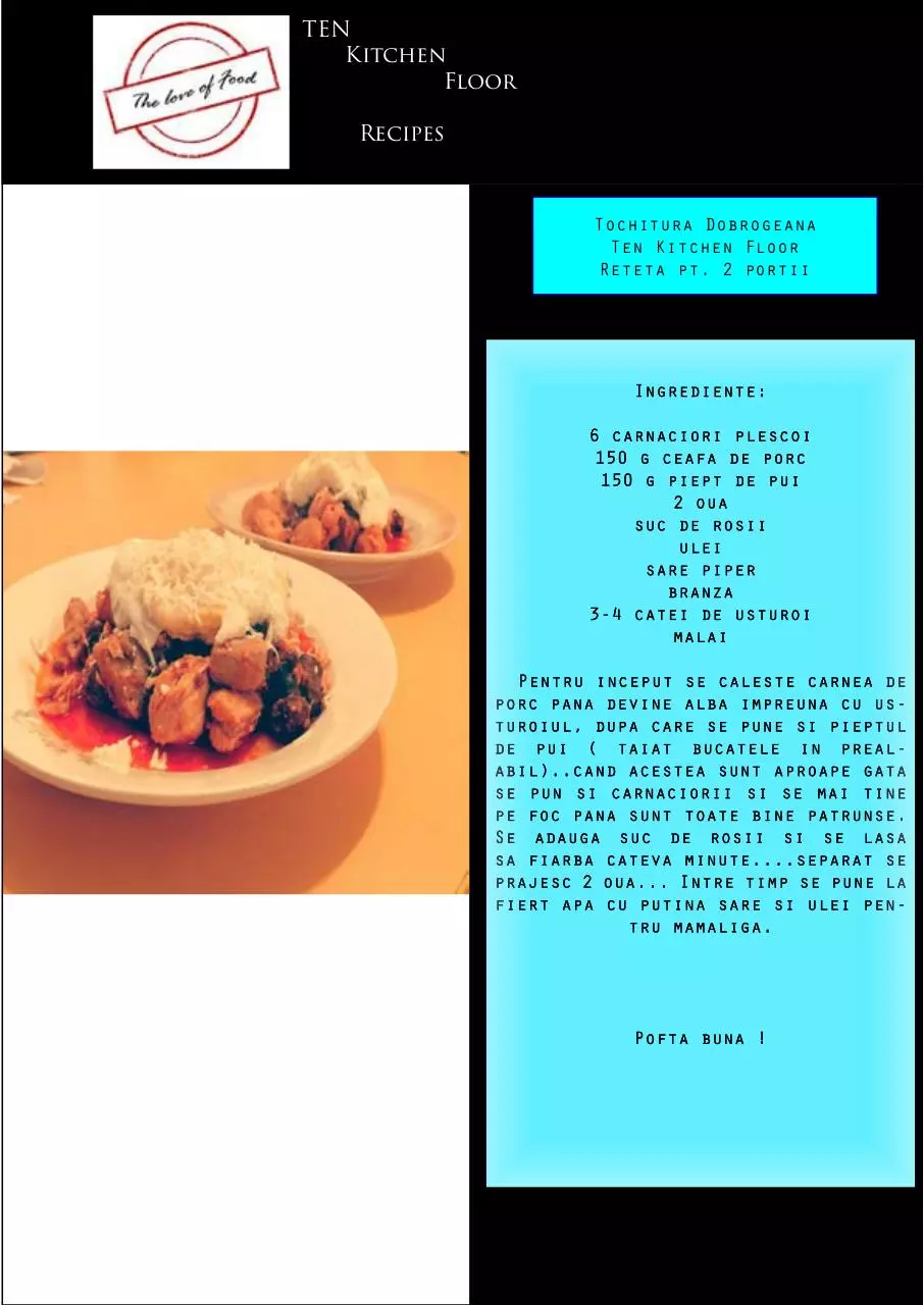 Page 1 of 1, Ten Kitchen Floor Recipes Tochitura Dobrogeana