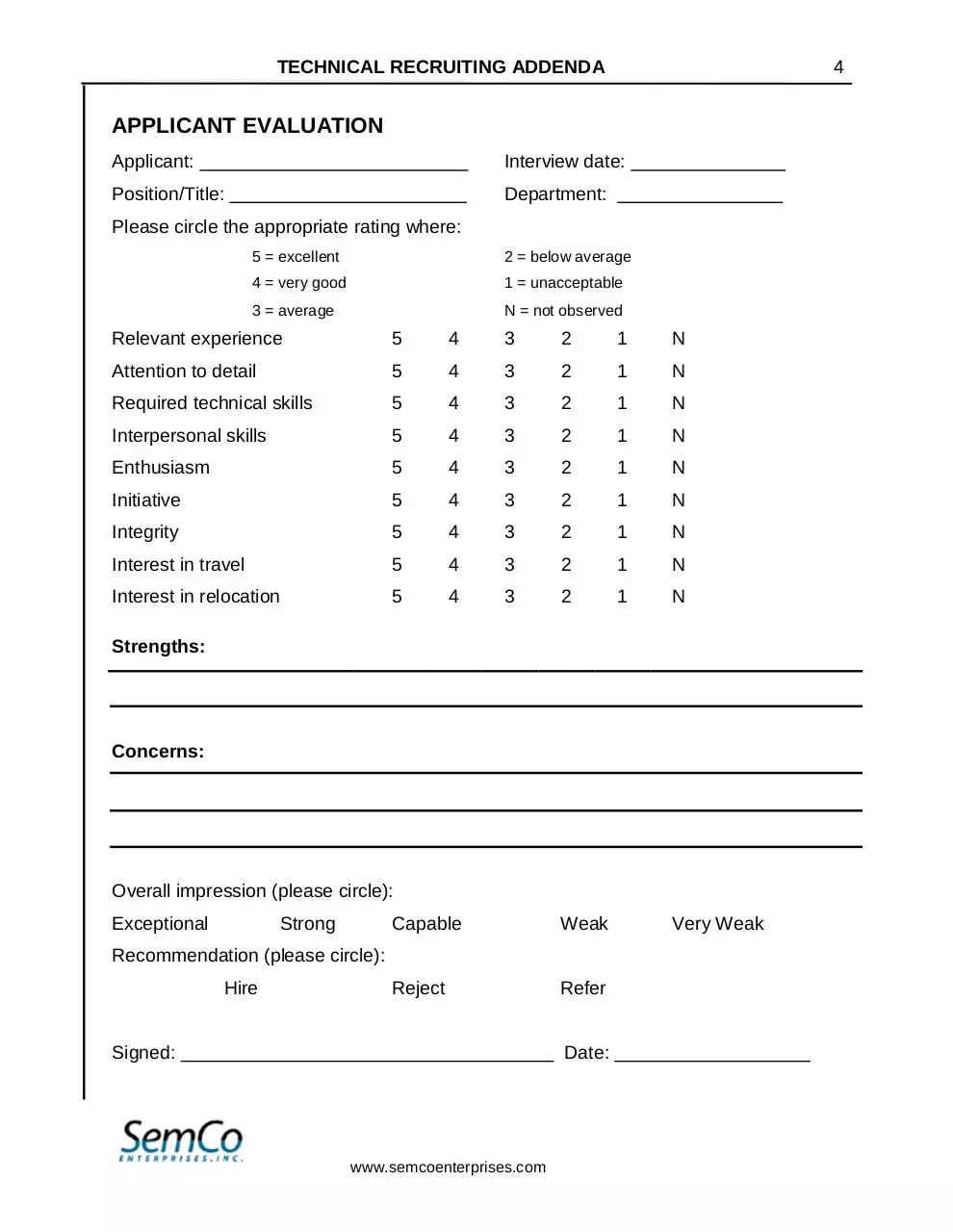Page 4 of 47, SemCo Technical Recruiting Addenda
