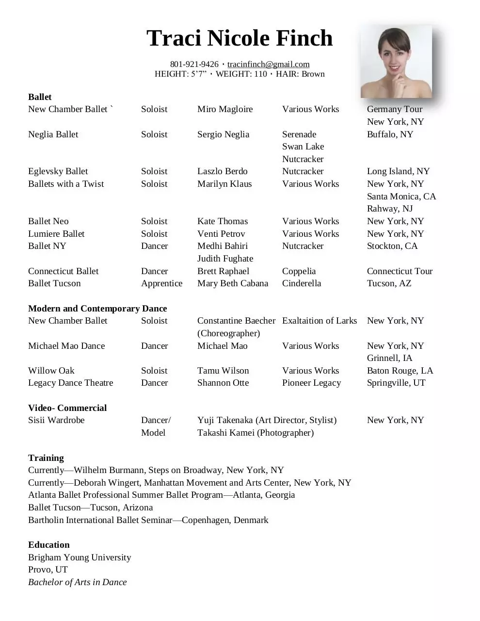 Page 1 of 1, Traci Finch Resume Apr 2014