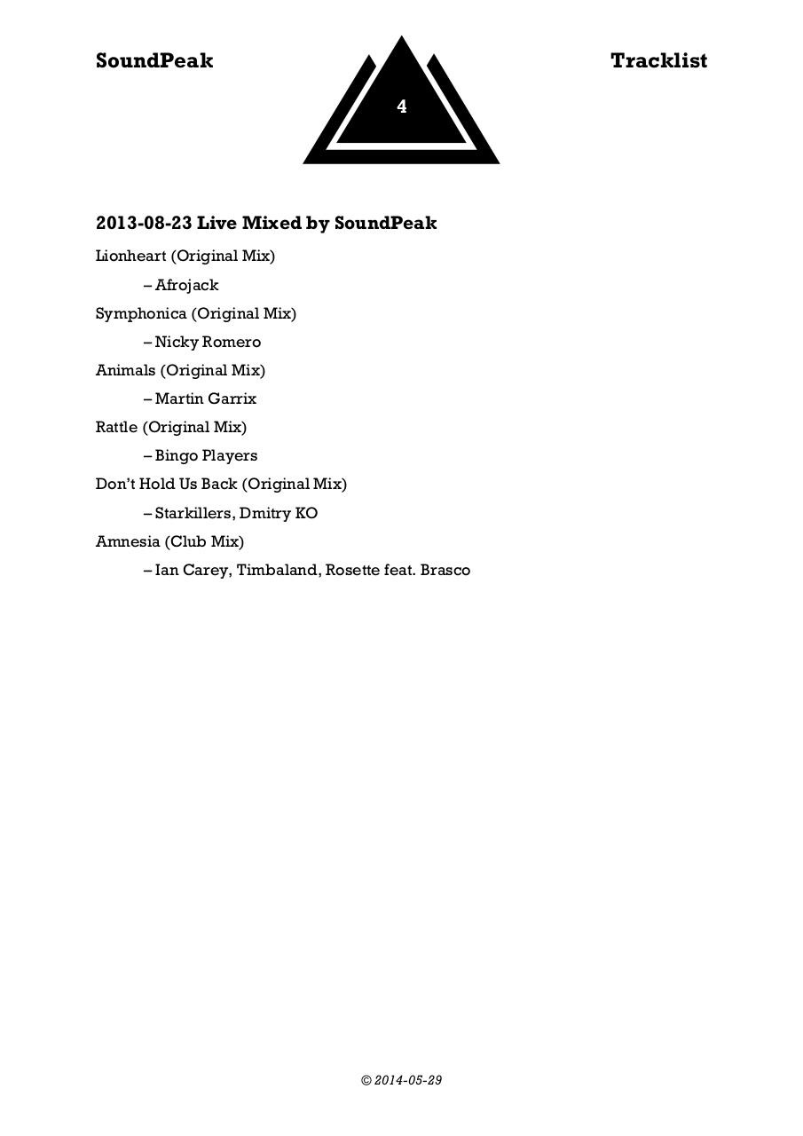 SoundPeak - Official Tracklist Â©2014-05-29 _ONLINE.pdf - page 4/33