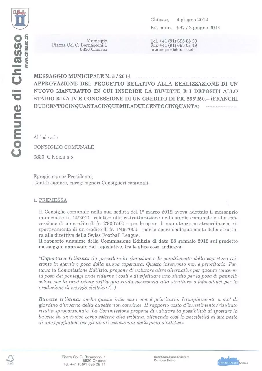 Page 1 of 5, Manufatto per buvette e deposito Riva IV