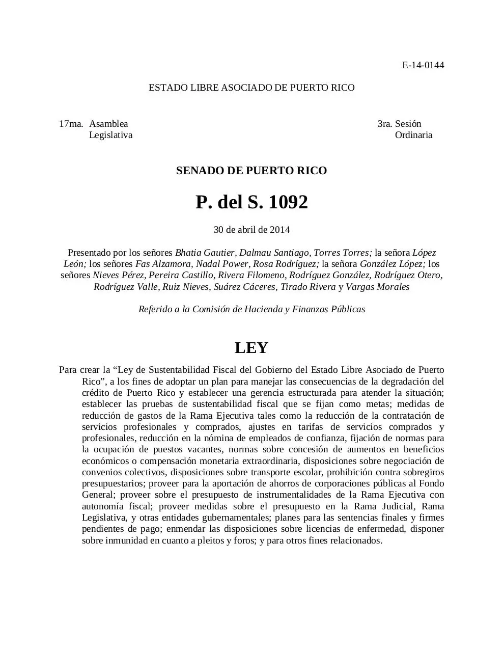 Page 1 of 46, ps1092 14 (E 14 0144) crisis fiscal (1)