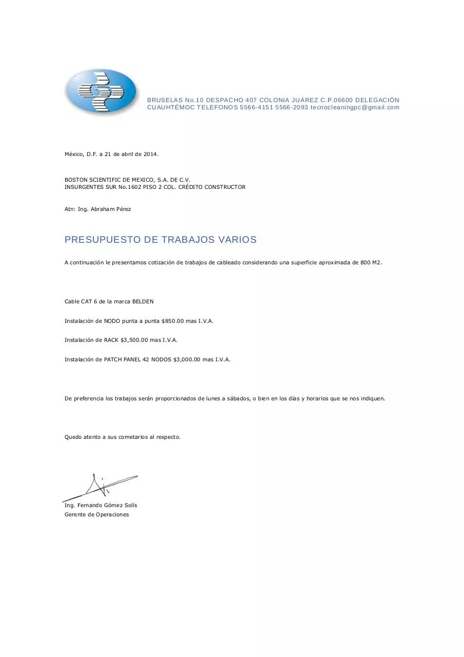Page 1 of 1, Cotizacion Boston 21 abr 14