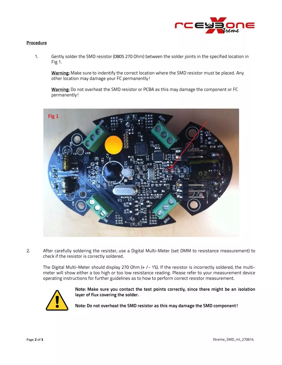 Page 2 of 3, 140627 Instructions to solder 270ohm resistor