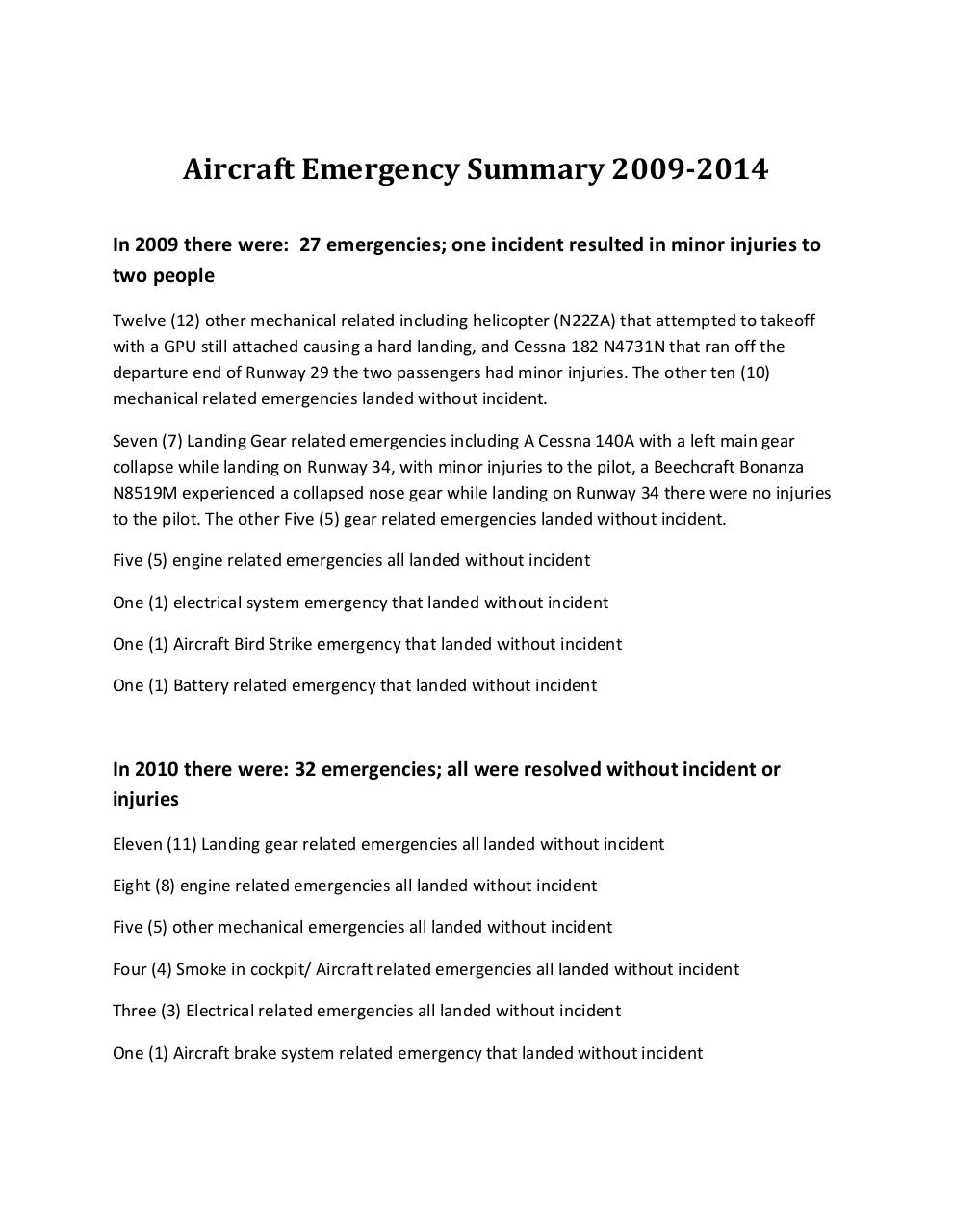 Document preview Aircraft Emergency Summary (Revised).pdf - page 1/3
