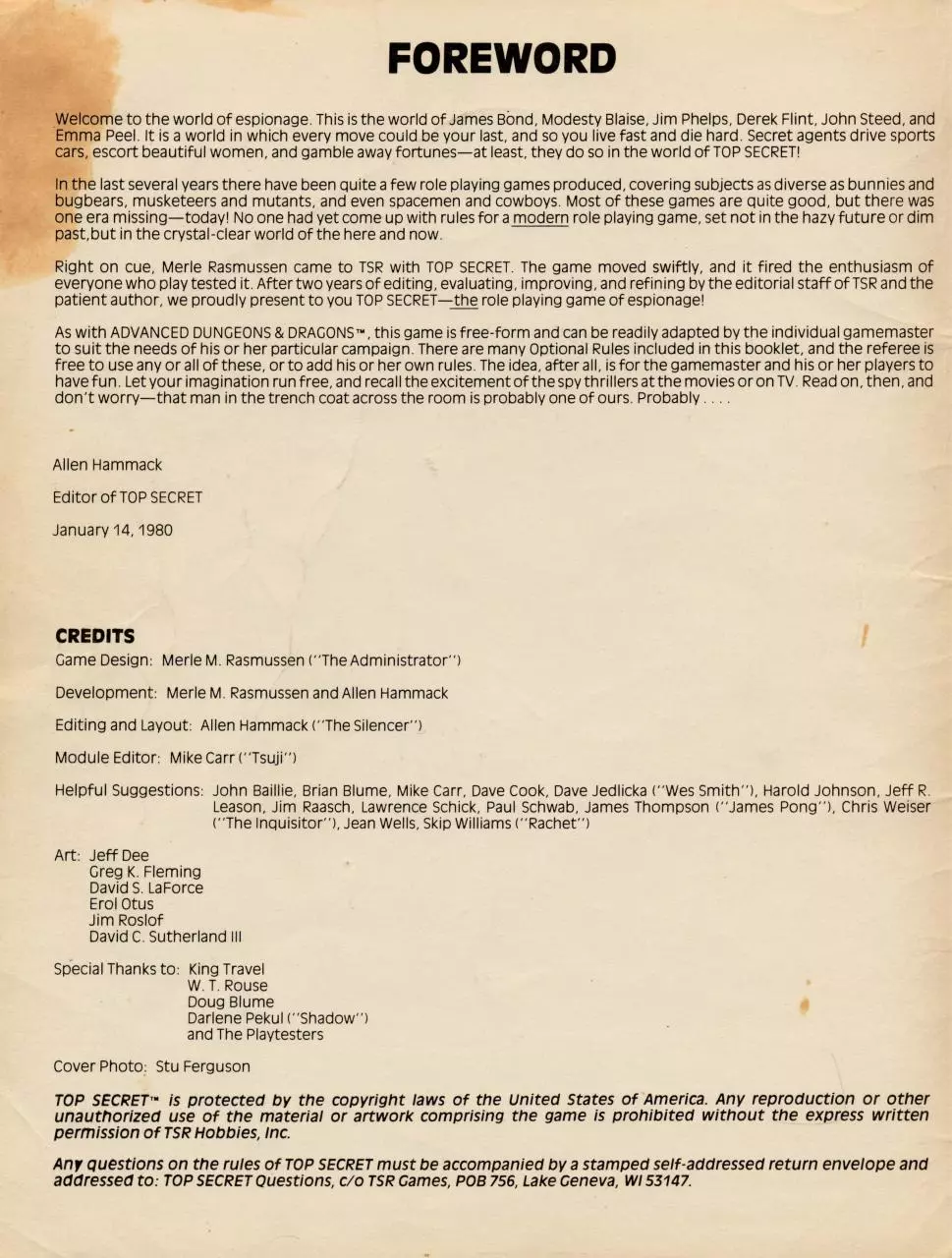 Page 2 of 68, Top Secret The Espionage RPG