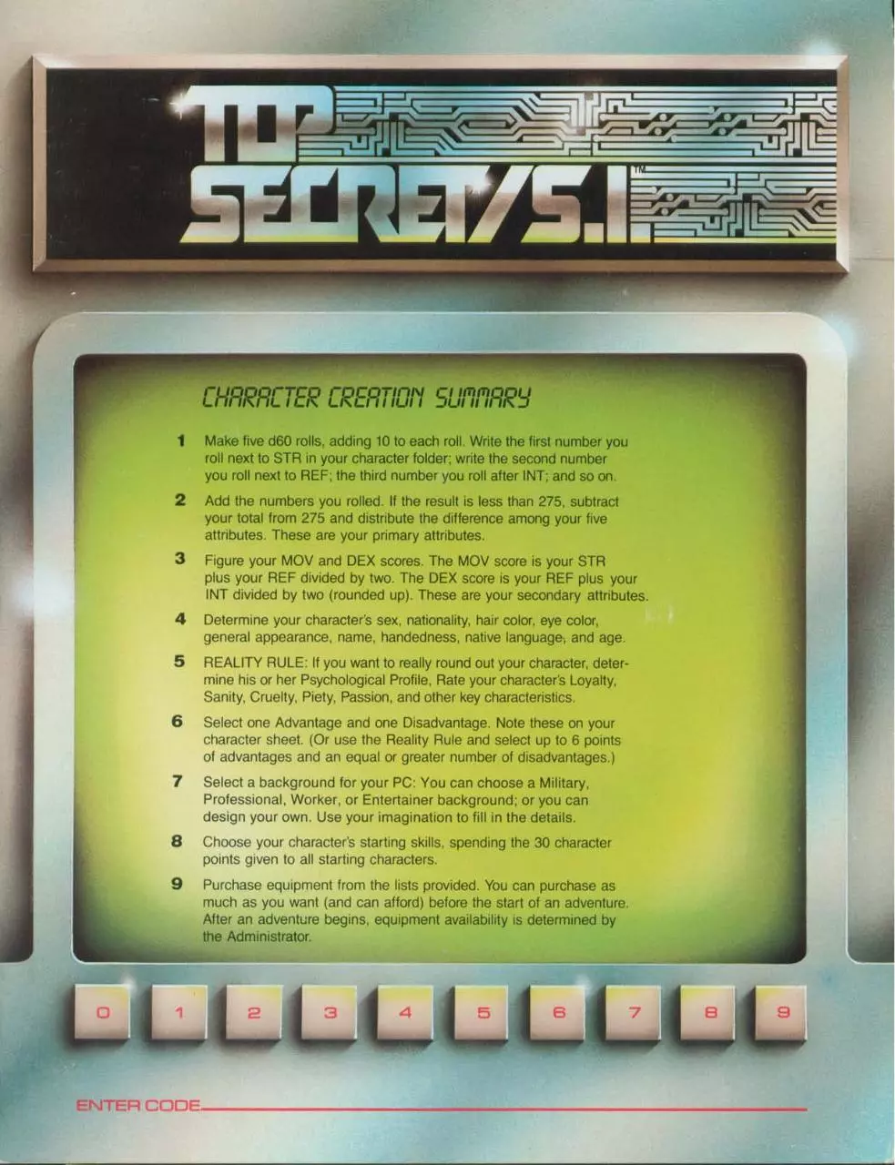 Page 1 of 6, TSR Top Secret S.I. RPG Administrators Screen (Boxed Set)