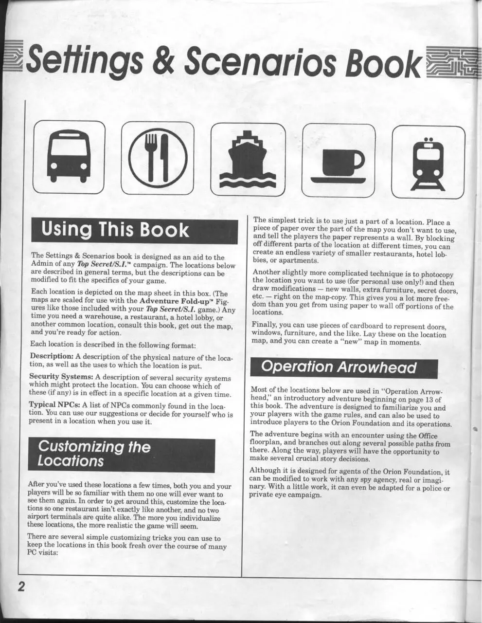 Page 2 of 24, TSR Top Secret S.I. RPG Settings & Scenarios (Boxed set)
