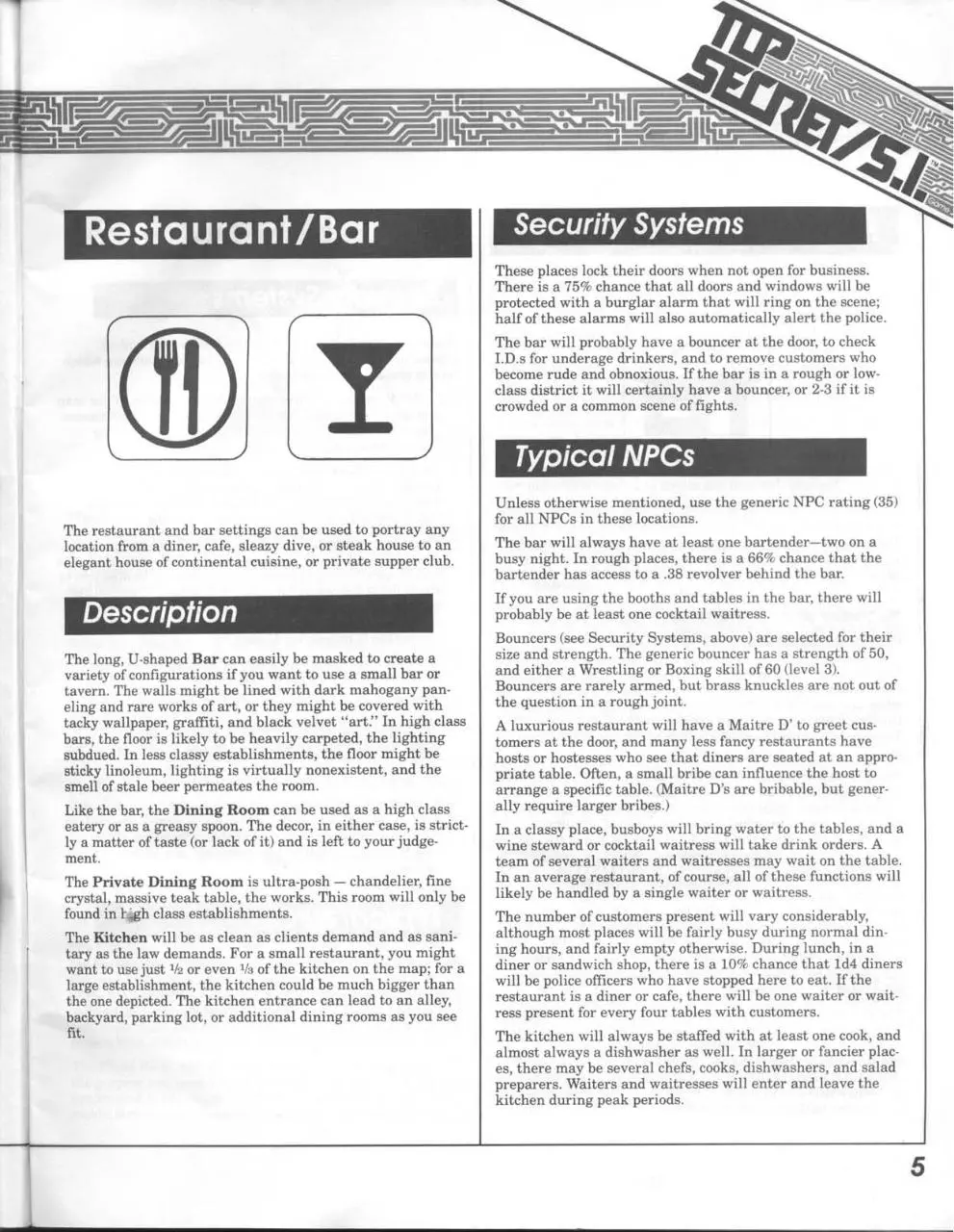 Page 5 of 24, TSR Top Secret S.I. RPG Settings & Scenarios (Boxed set)