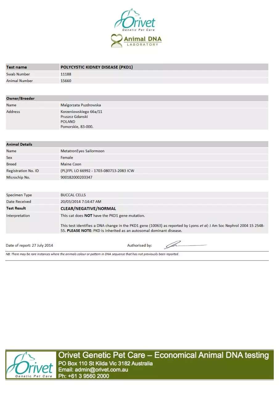 Page 1 of 1, PKD DNA