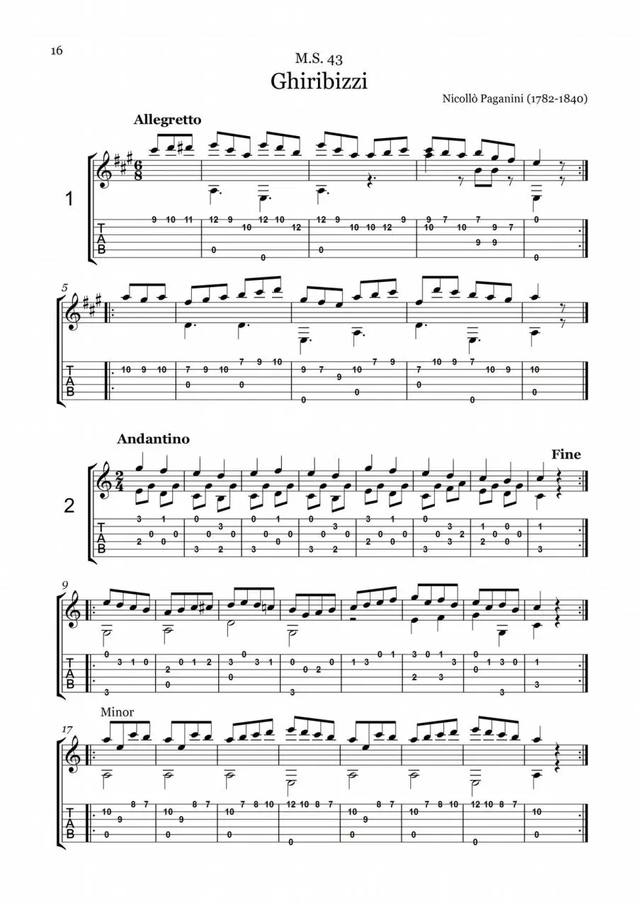 Page 4 of 9, Niccollò Paganini Integral for guitar solo