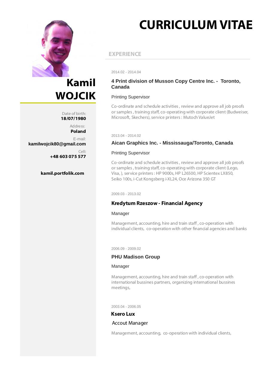 CV Kamil Wojcik by Profeo.pl - PDF Archive