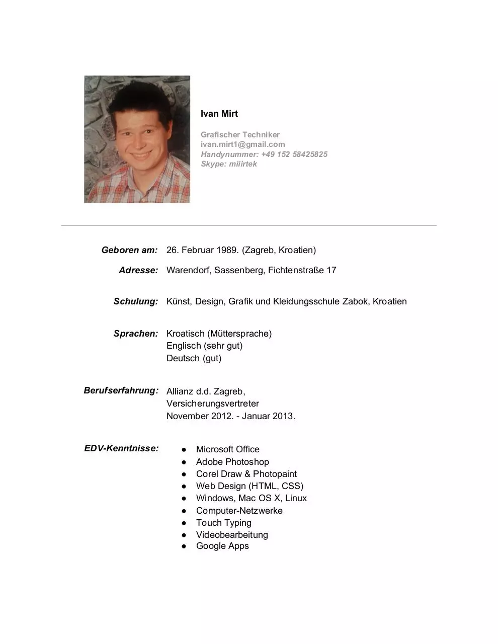 Document preview - Lebenslauf_IvanMirt.pdf - Page 1/1