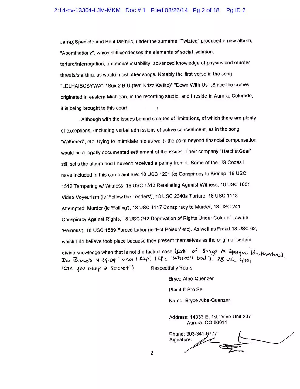 Page 2 of 18, ICP lawsuit