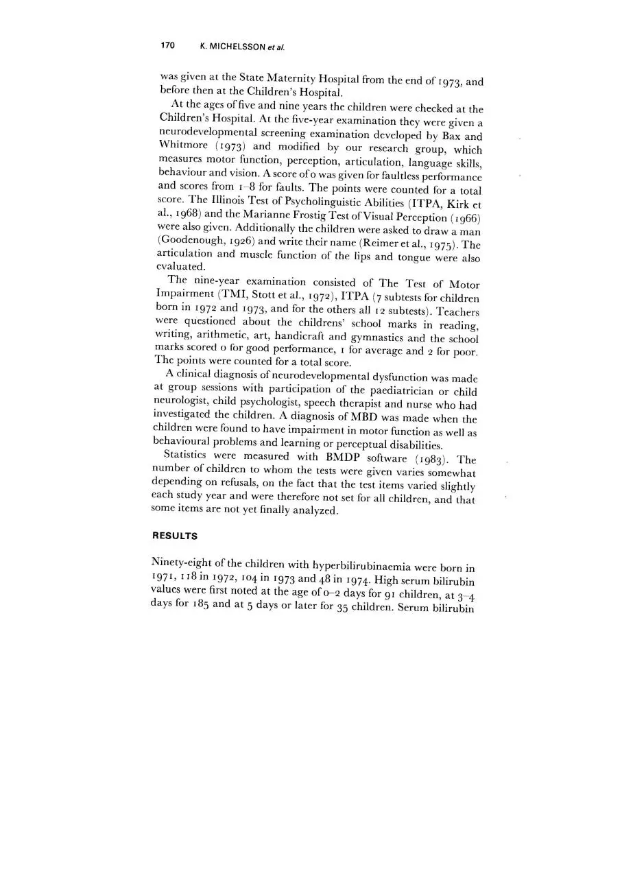 Page 3 of 15, five and nine year children with neonatal hyperbilirubinemia