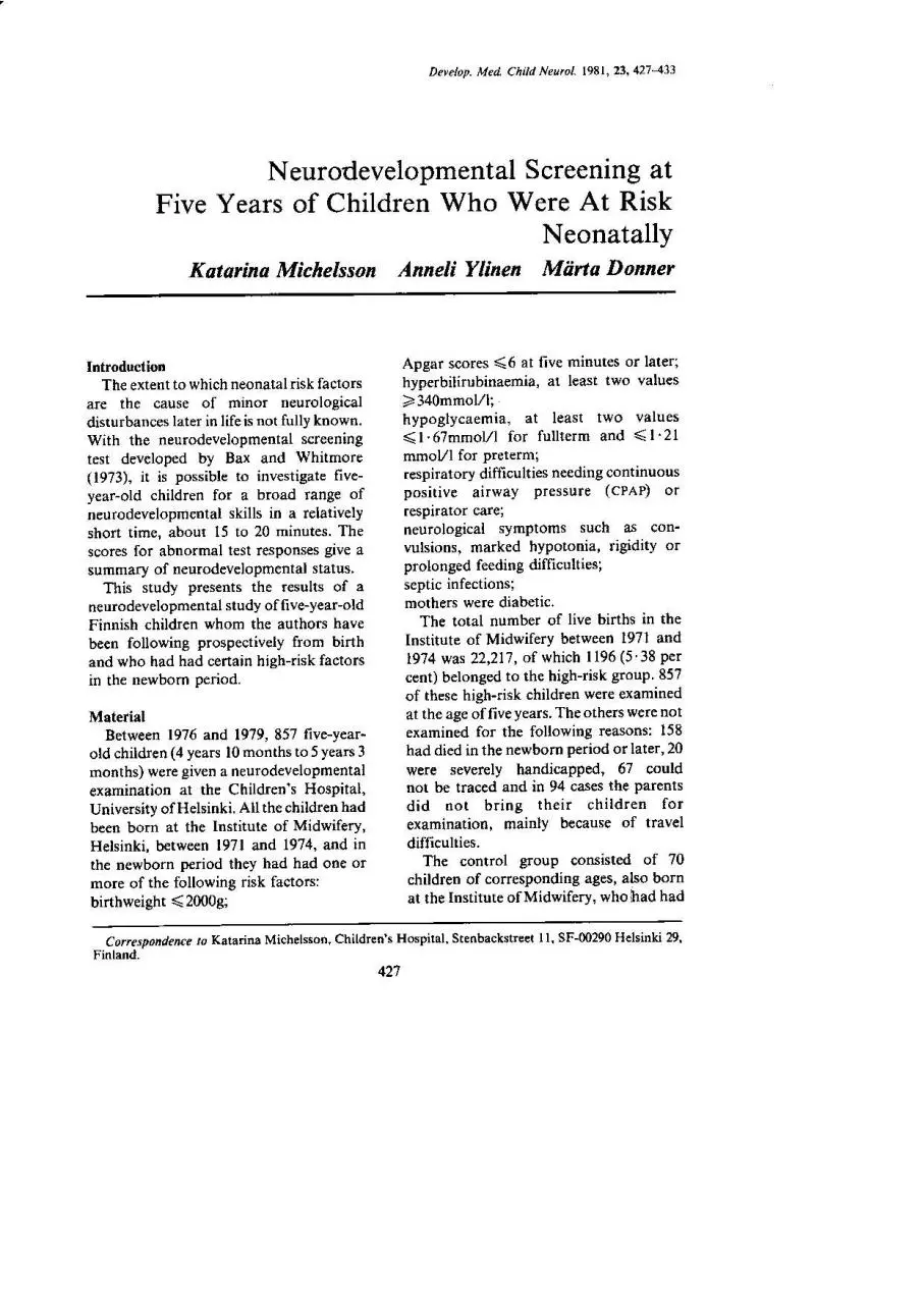 Page 1 of 7, neurodev screen 5y at risk