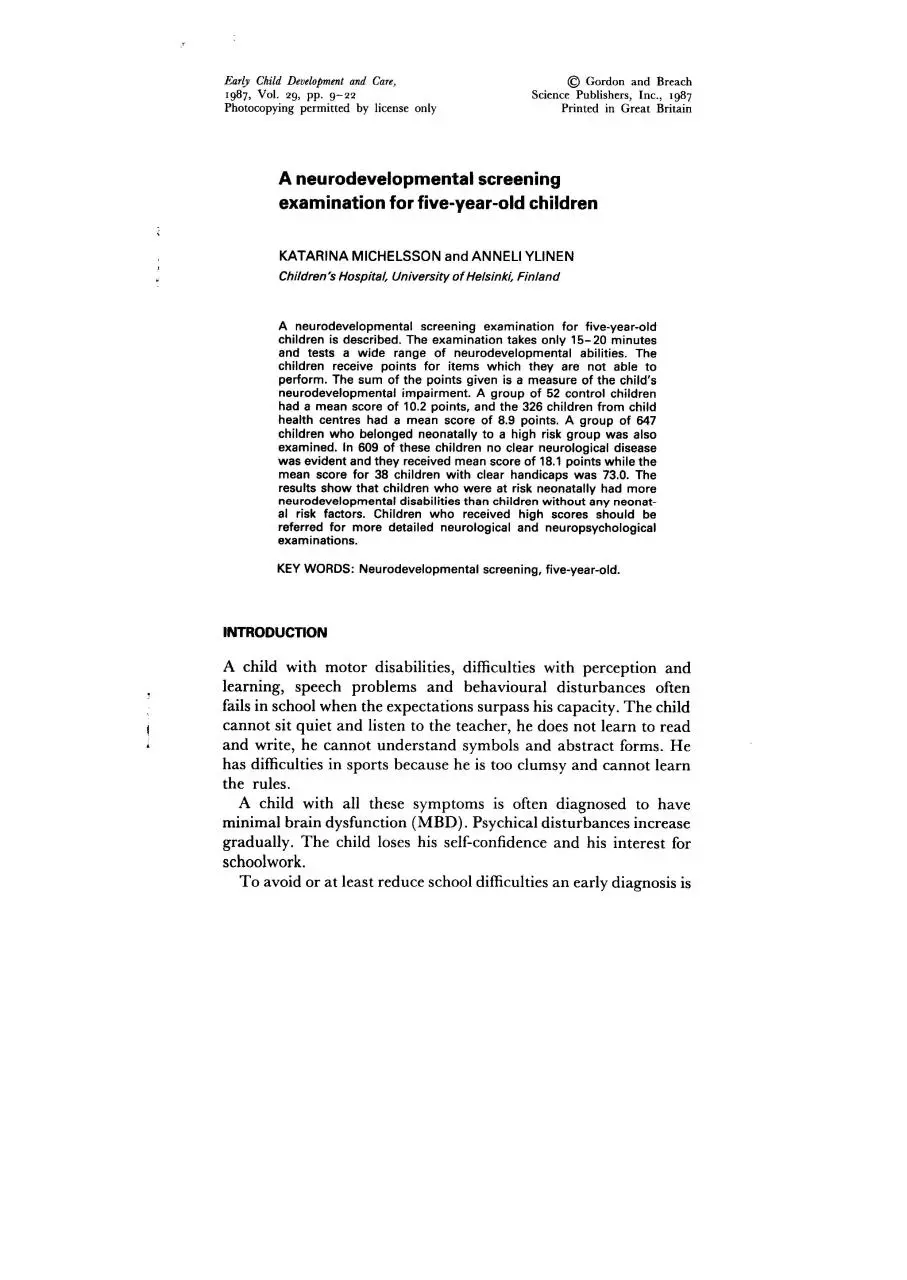 Page 1 of 14, neurodev screening 5 y