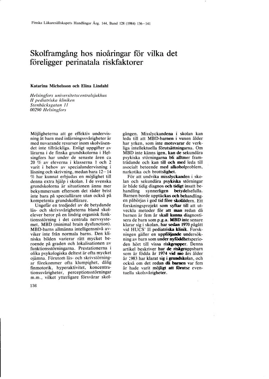 Page 1 of 6, skolframgåmg hos nioåringar