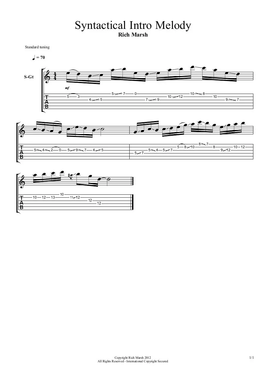 Page 1 of 1, Syntactical Intro Melody
