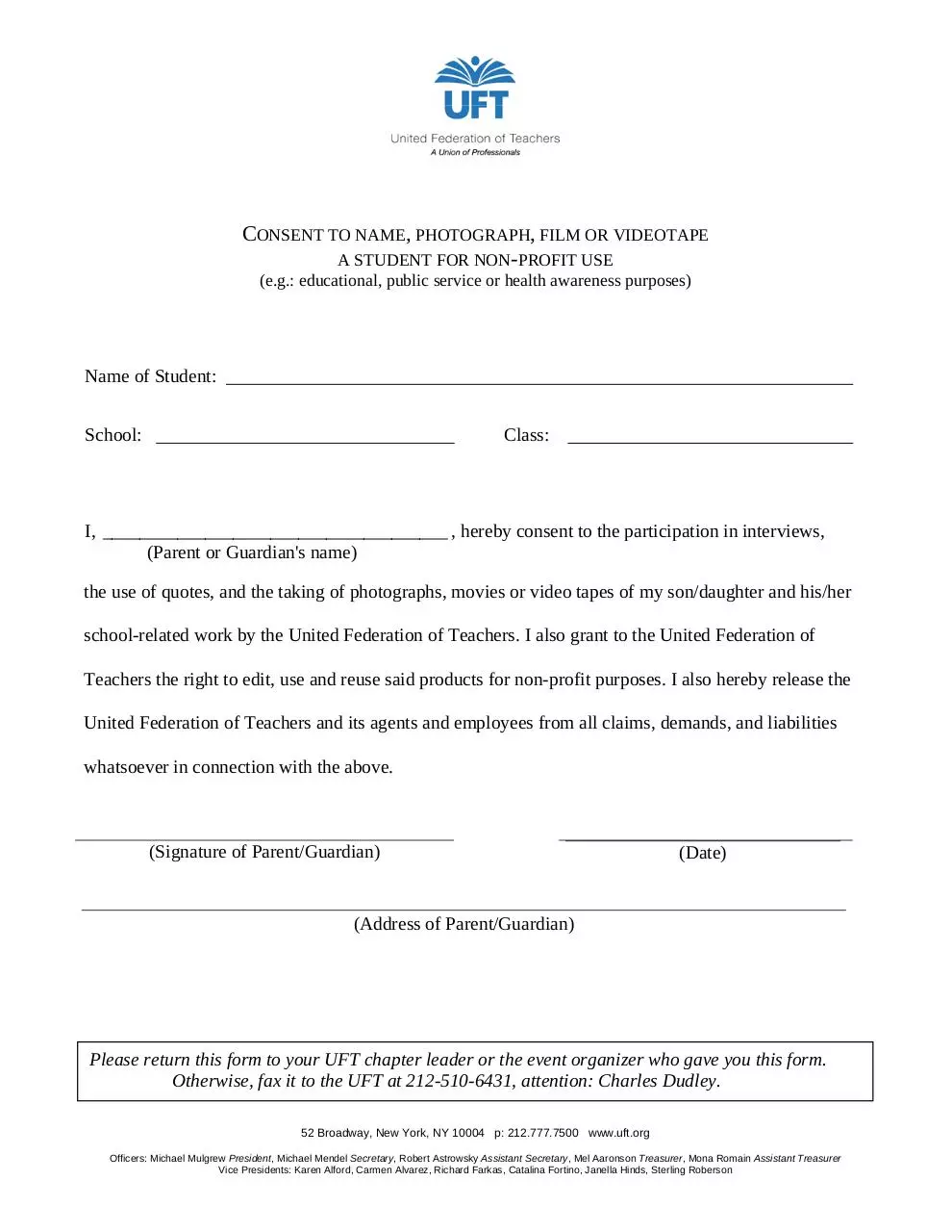 Document preview - uft-consent-form.pdf - Page 1/1