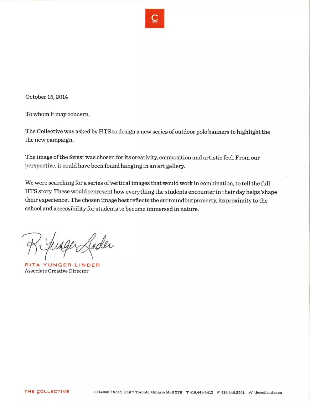 Page 1 of 1, Photography Letter