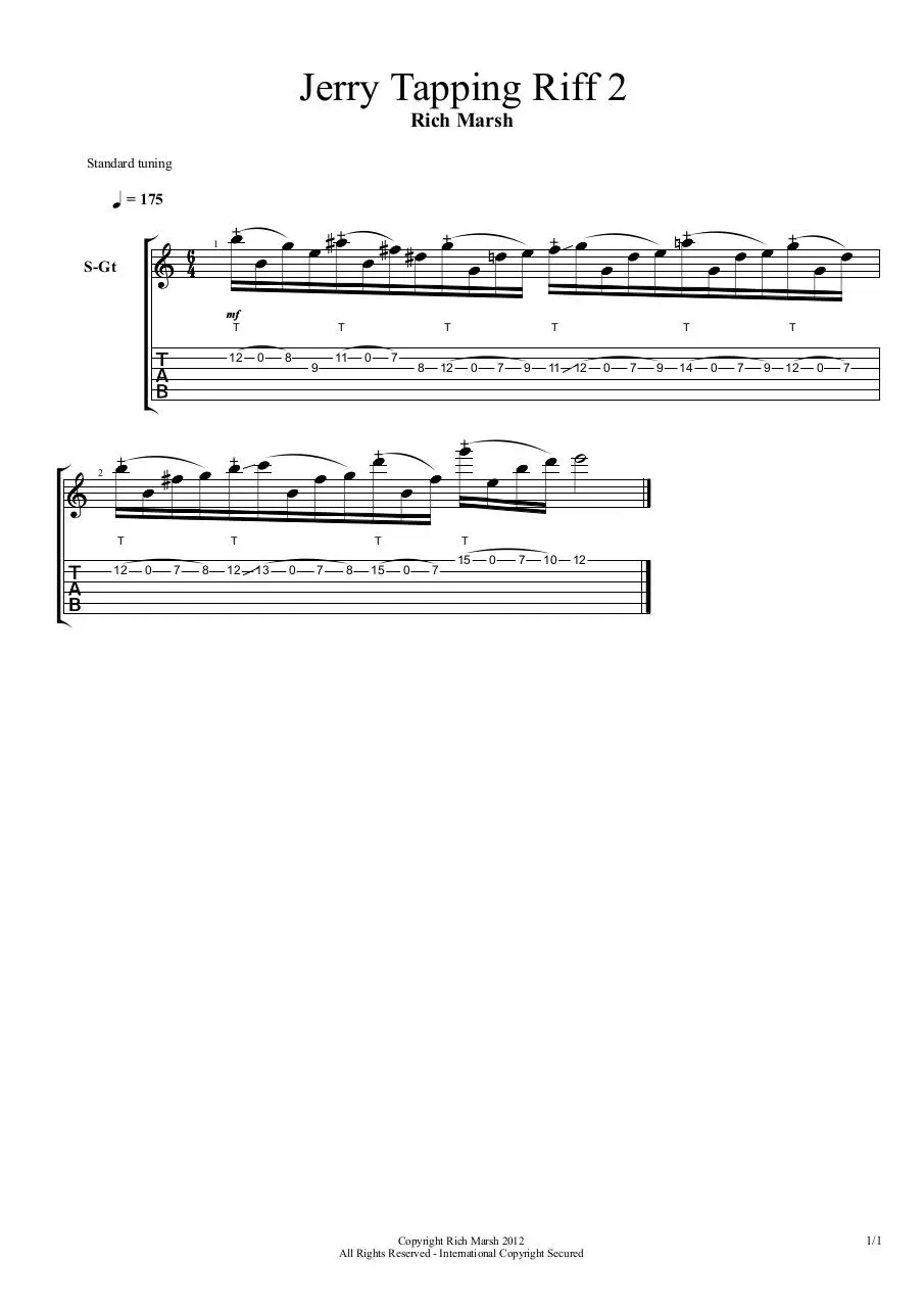 Page 1 of 1, Jerry Tapping Riff 2