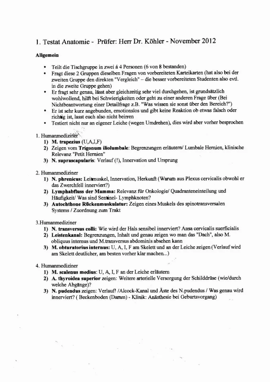 Page 1 of 10, Testat Anatomie