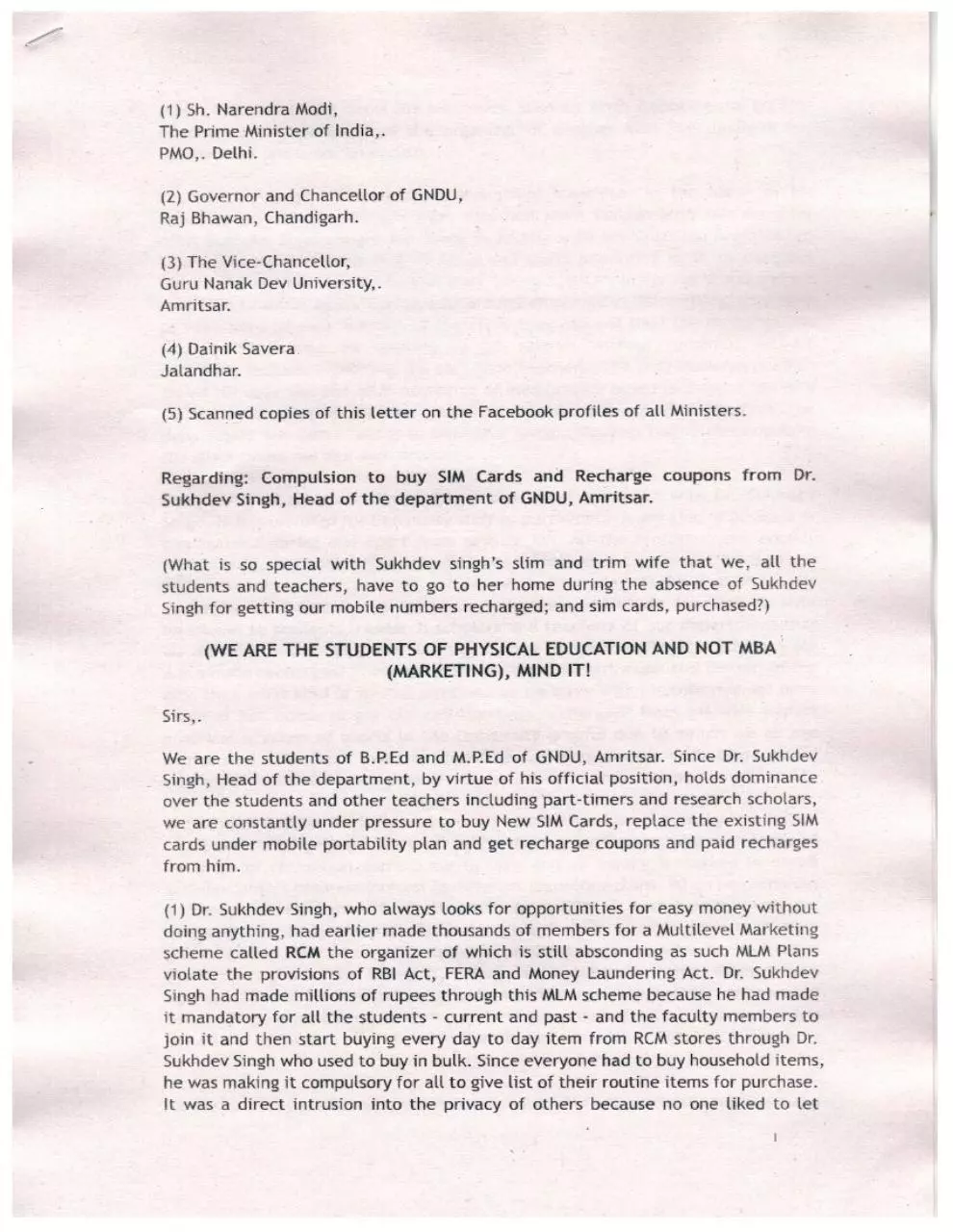 Page 1 of 5, HoD forcing to buy SIM Cards