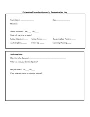 Page 1, Professional Learning Community Communication Log (PDF)