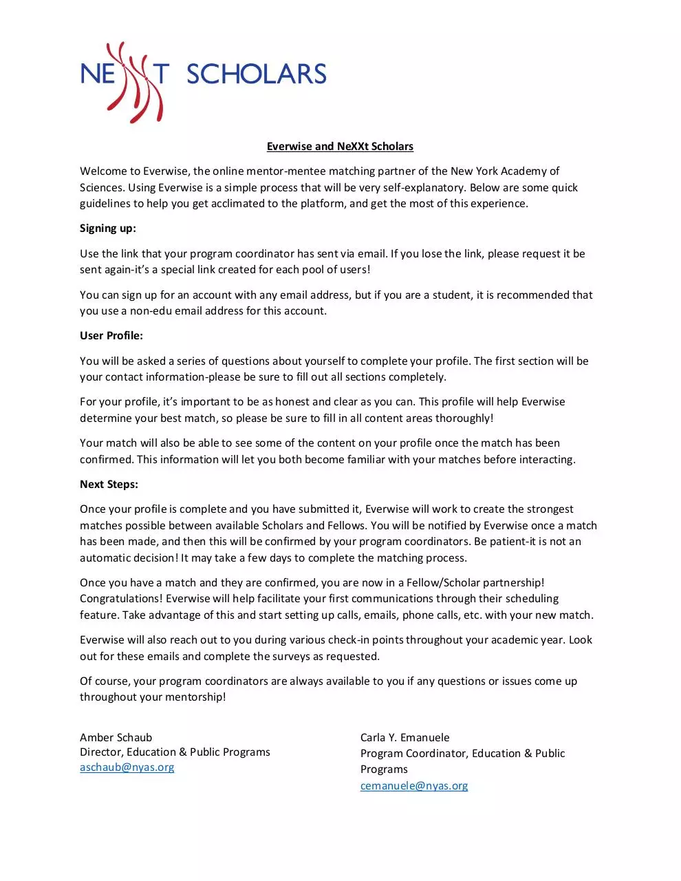 Page 1 of 1, Everwise and NeXXt Scholars