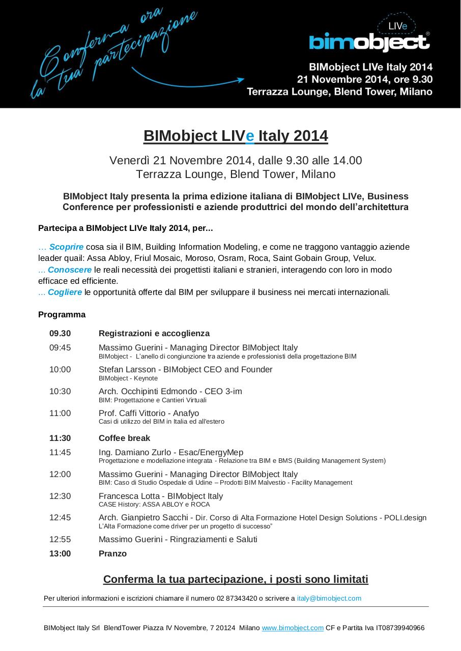 Document preview PROGRAMMA BIMobject LIVe Italy 2014.pdf - page 1/1