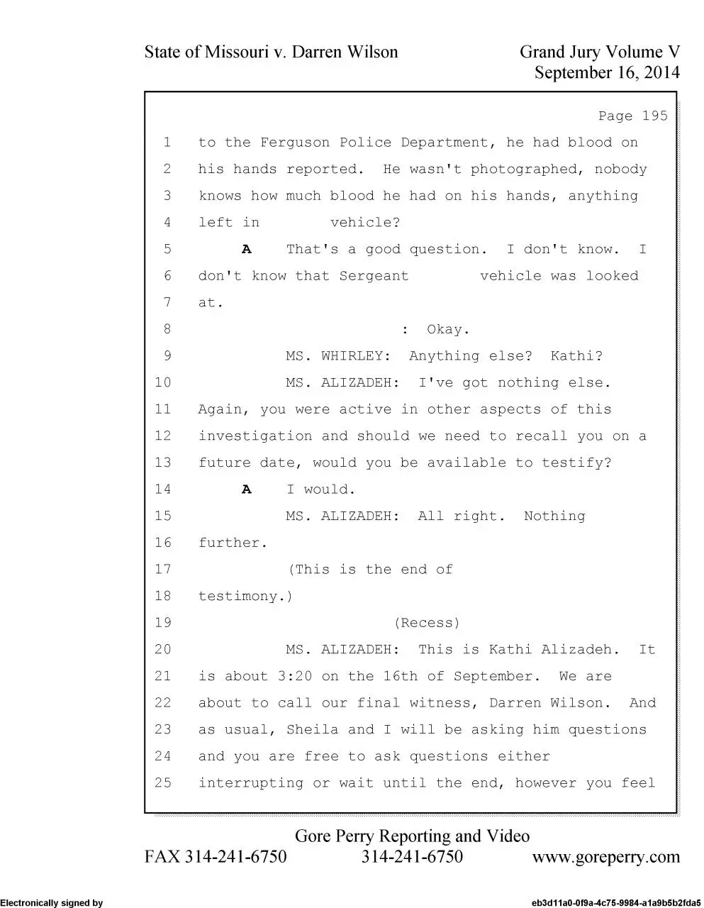 Page 1 of 92, darren wilson testimony snippet