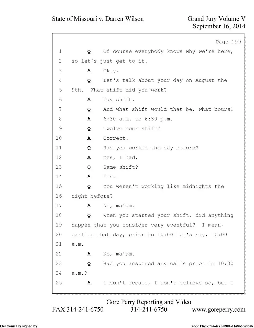 Page 5 of 92, darren wilson testimony snippet